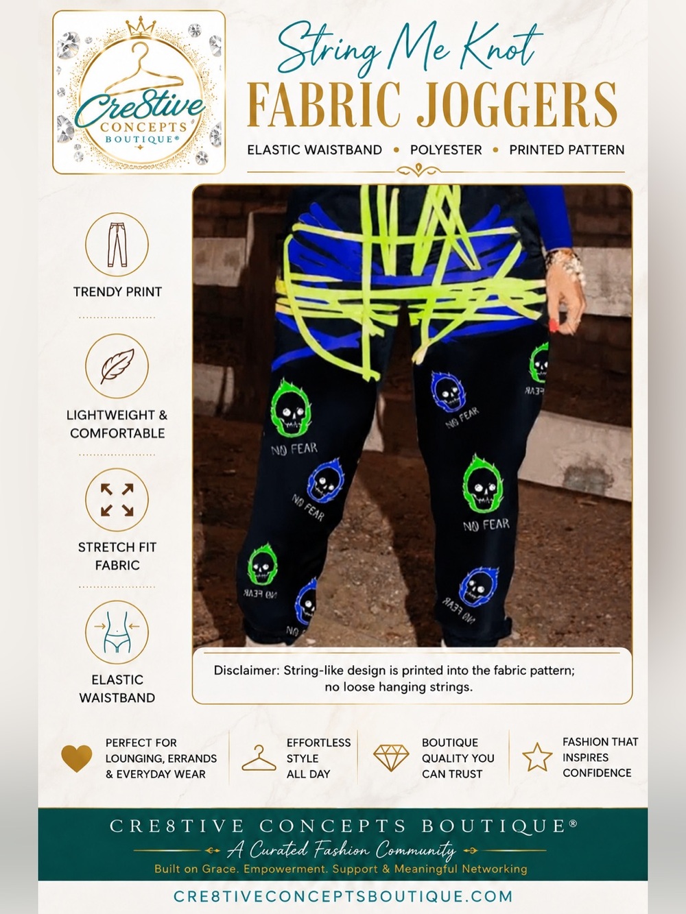 Fearless Blu String Me KNOT Fabric Joggers